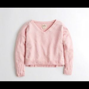 Hollister Pink V Neck Cropped Sweater